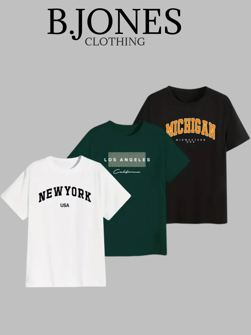 B.JONES Pack Of 3 T-Shirts For Mens in Ultra-Soft Quality Summers Collection 2025